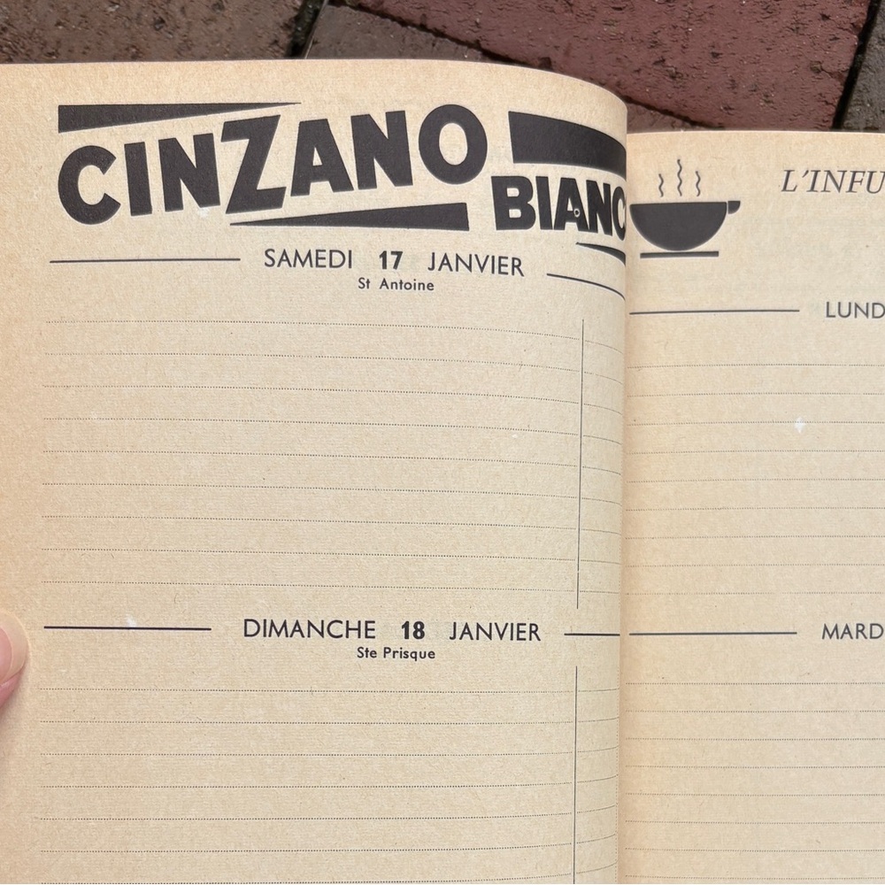 1970 Cinzano Agenda de la Menagere Alimentation French Household Planner Ads